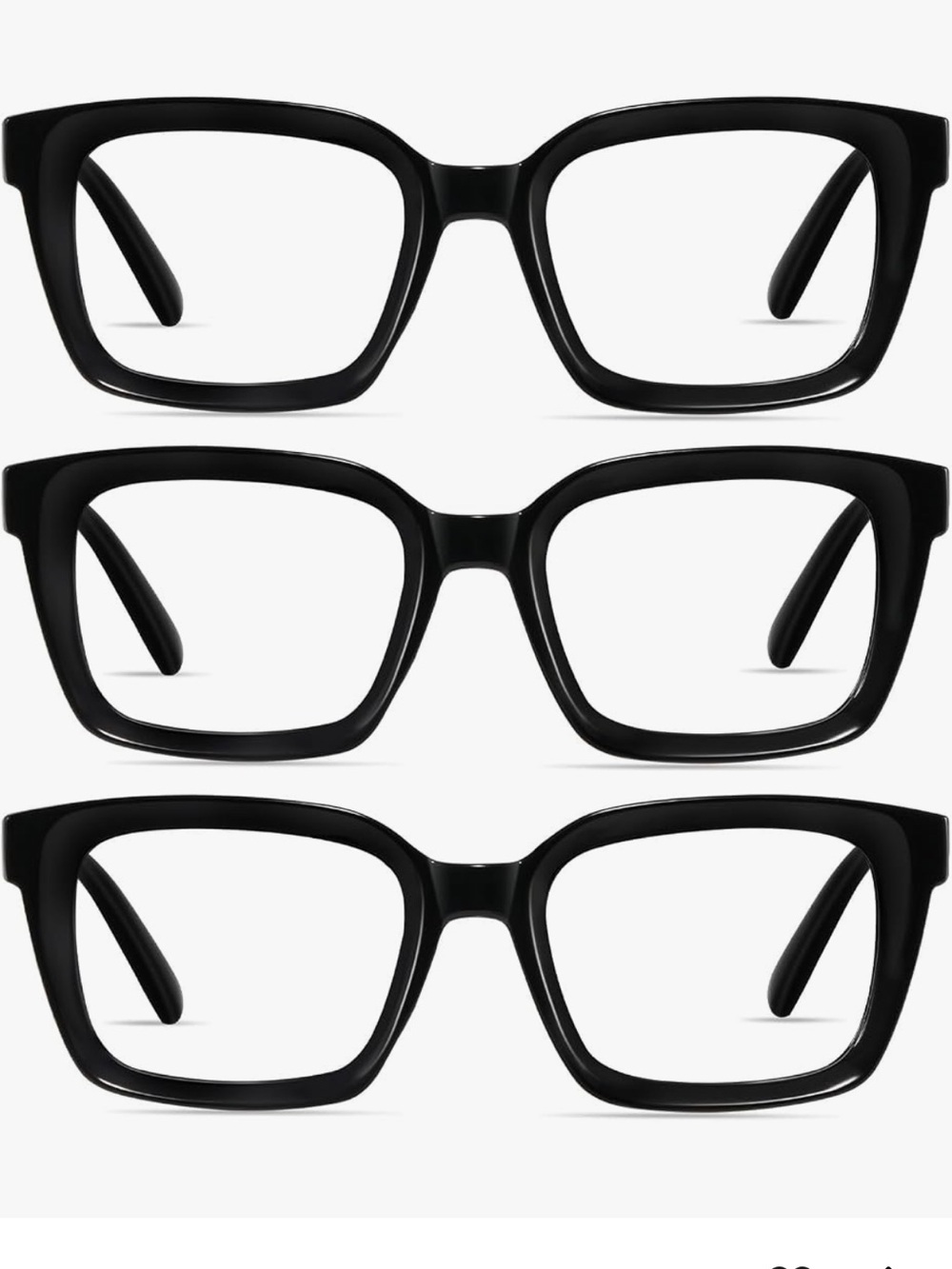 3 pairs Readers women black rectangular blue block +3.25